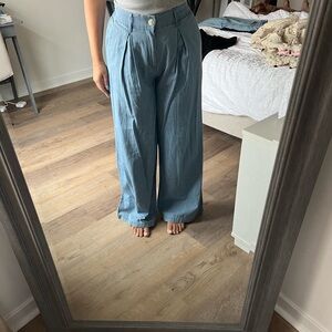 BCBGeneration Light Blue Wide-Leg Trousers